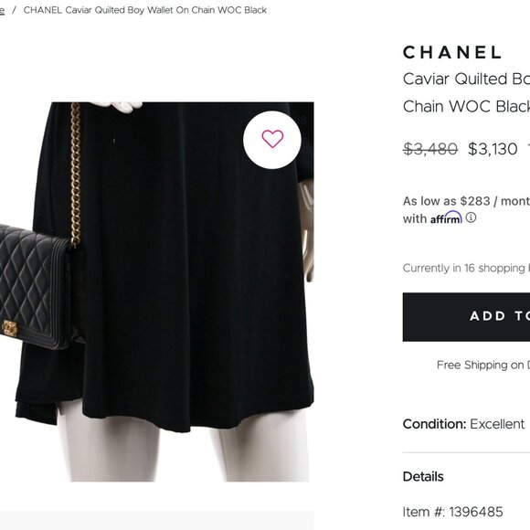 Chanel Caviar Quilted Boy Wallet On Chain WOC Black - Picture 16 of 17